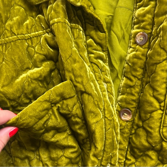 Anthropologie velvet vibrant Green oversized quilted jacket, size XL, NWOT! - Picture 6 of 7